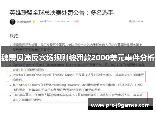 魏震因违反赛场规则被罚款2000美元事件分析